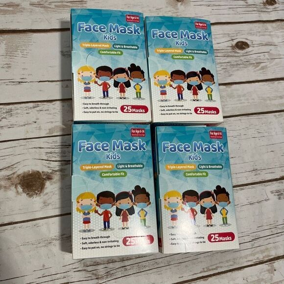 Kids Children’s Face Masks Disposable ages 6-14 - Picture 1 of 4